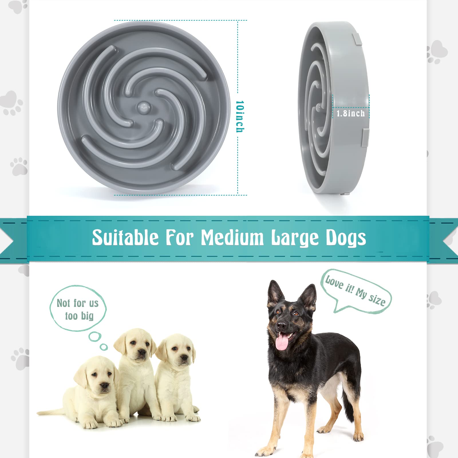 Foto 7 pulgar | Cuenco Para Perros Slow Feeder Whippy, Grande, Para Perros Grandes Y Medianos - Venta Internacional.