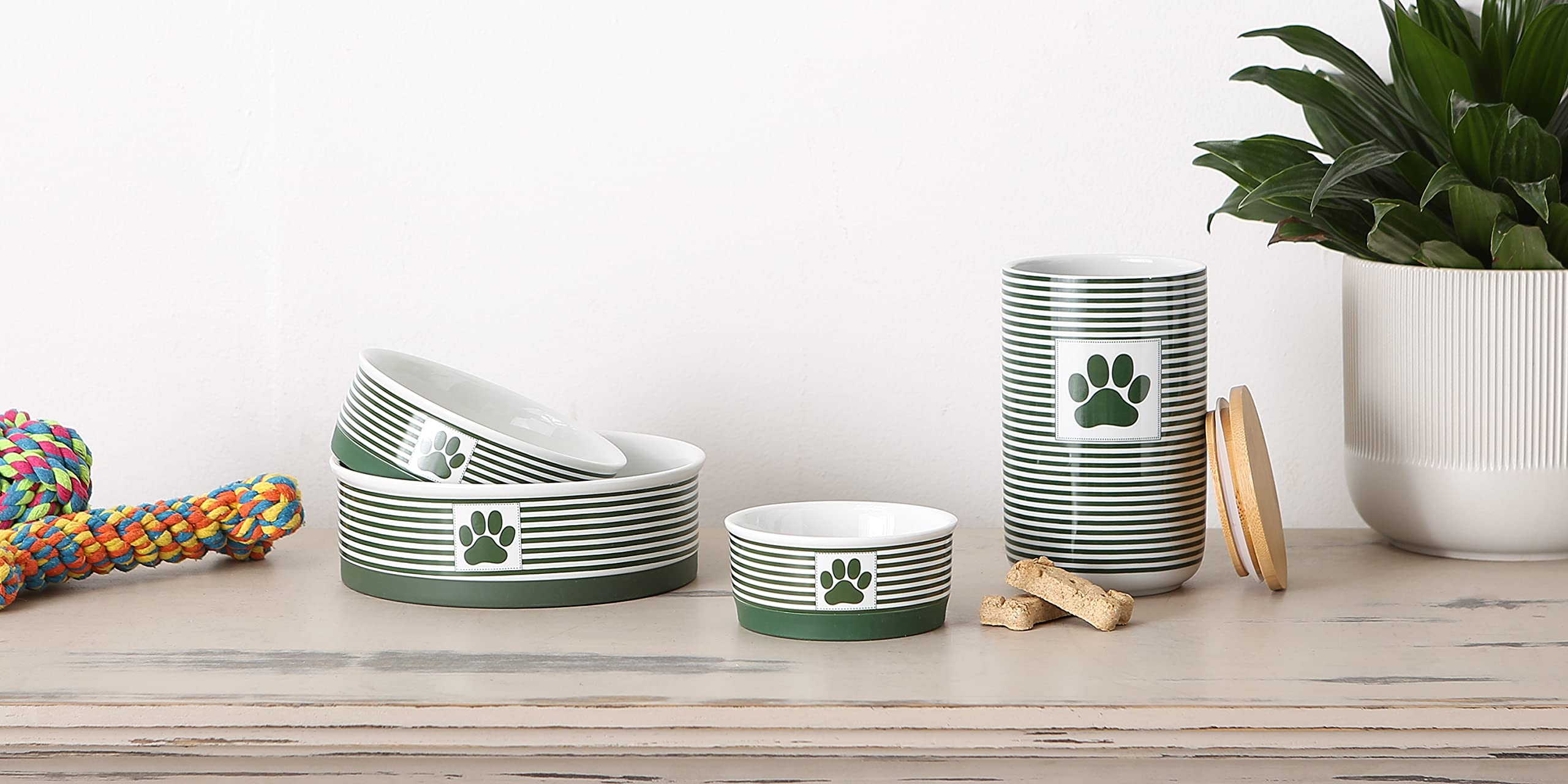 Foto 6 pulgar | Pet Bowls Dii Bone Dry De Cerámica Con Estampado De Patas A Rayas Para Mascotas - Venta Internacional.