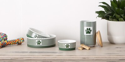 Foto 5 | Pet Bowls Dii Bone Dry De Cerámica Con Estampado De Patas A Rayas Para Mascotas - Venta Internacional.