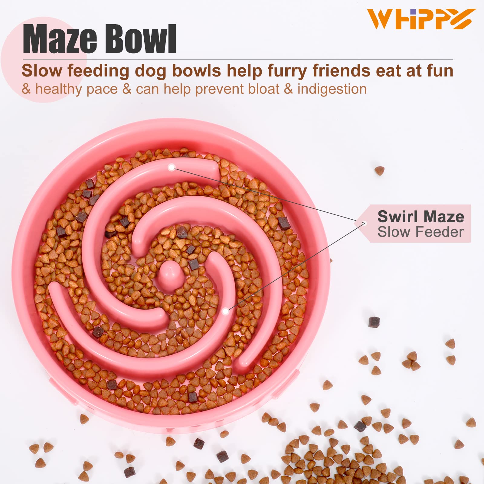 Foto 3 pulgar | Bol Slow Feeder Bowl Whippy Para Comida De Perro Mediano, Plato De Agua, Color Rosa - Venta Internacional.