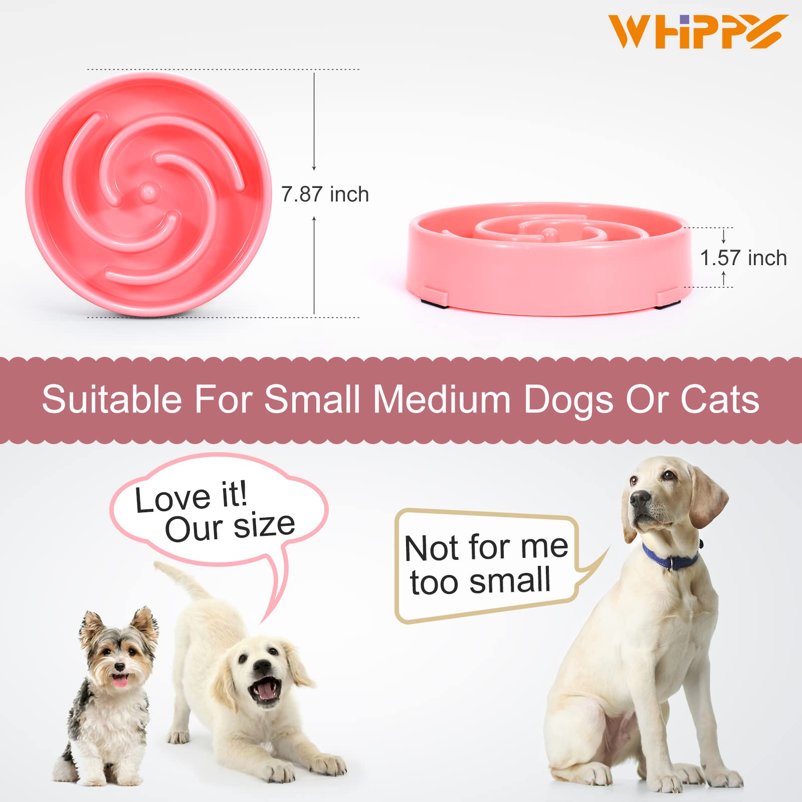Foto 5 pulgar | Bol Slow Feeder Bowl Whippy Para Comida De Perro Mediano, Plato De Agua, Color Rosa - Venta Internacional.