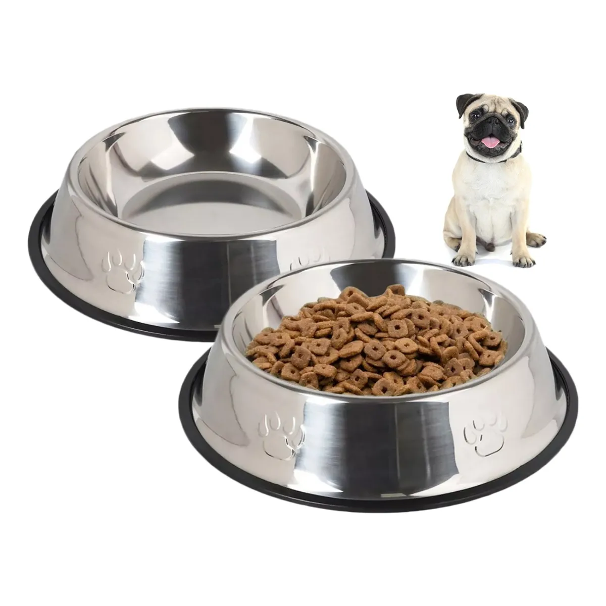 Foto 3 pulgar | 2 Pack Plato Mascota Comederos Para Agua Y Comida Lab.g Plata