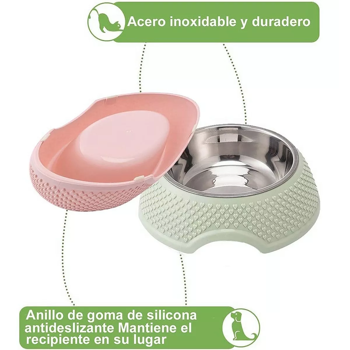 Foto 4 pulgar | Tazón Antiderrapante para Mascotas Eo Safe Imports ESI-7882 color Rosa 1 Par