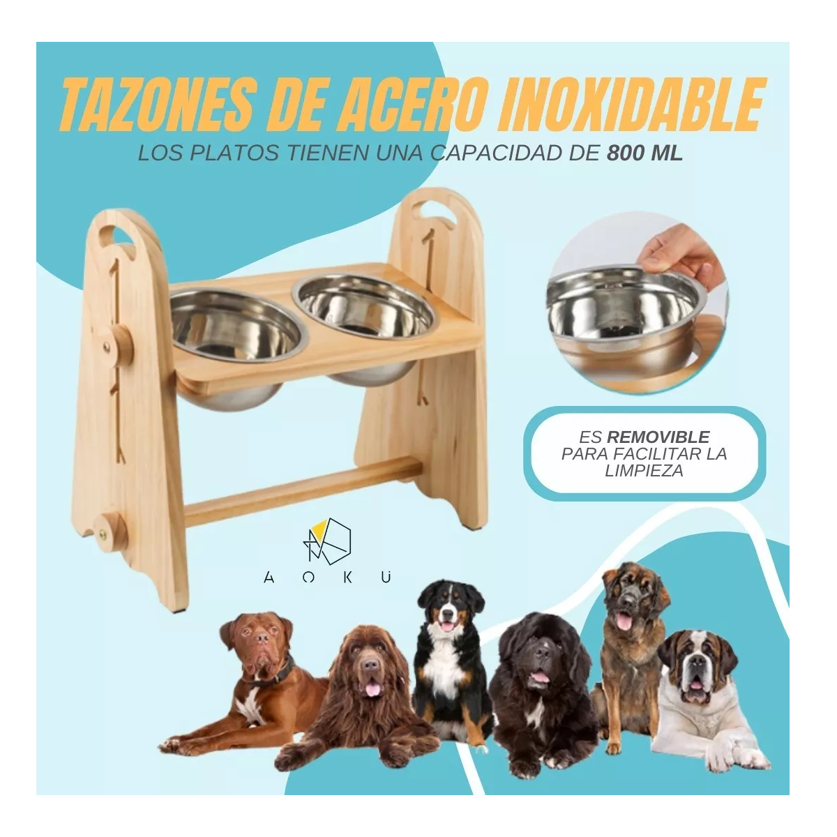 Foto 3 pulgar | Plato Doble para Mascota con Altura Variable Antiderrapante Eo Safe Imports Esi-8421 color Beige
