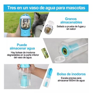 Foto 3 | Botella de Agua para Perros Eo Safe Imports Esi-9901 Azul 600 ml 3 en 1