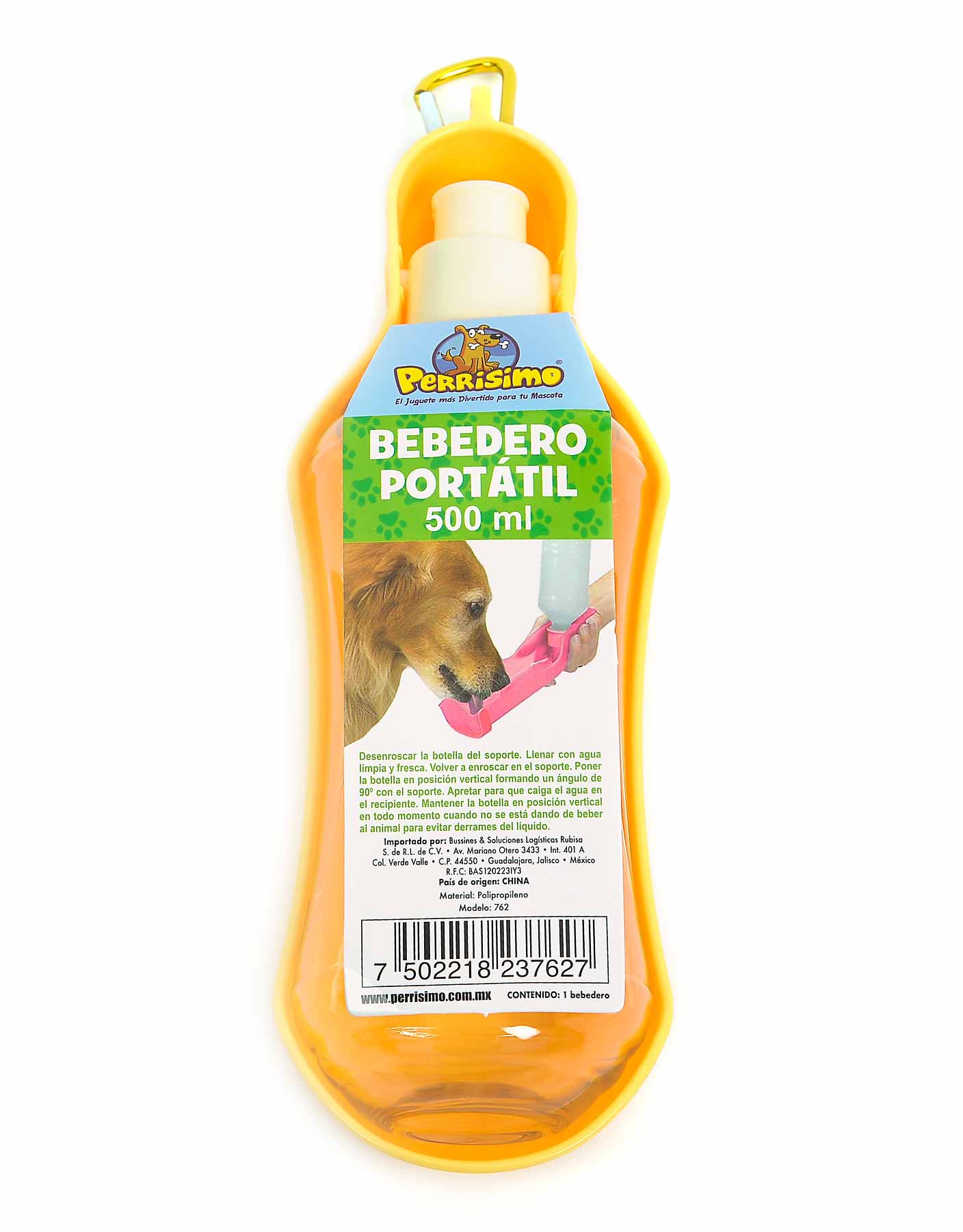 Foto 2 pulgar | Bebedero Portátil para Hidratar a tu Mascota Perrísimo Amarillo 500 ml
