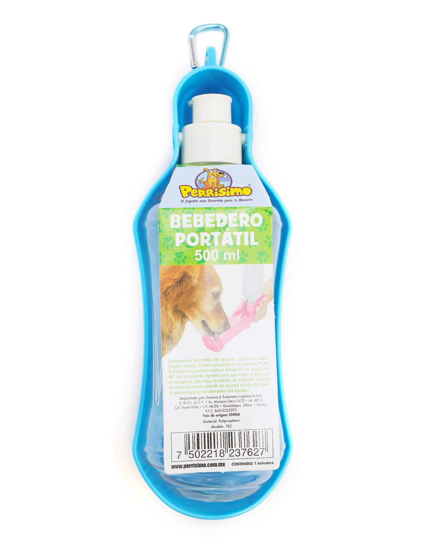 Foto 2 pulgar | Bebedero Portátil para Hidratar a tu Mascota Perrísimo Azul 500 ml