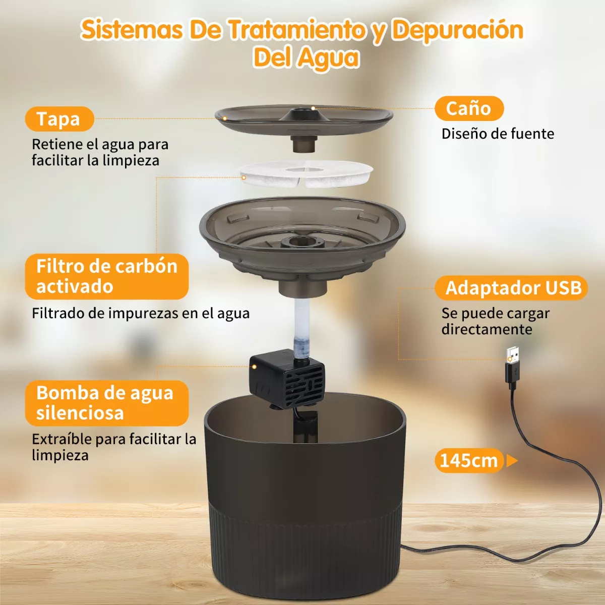 Foto 4 pulgar | Bebedero De Agua Automático Fuente Para Mascotas Eo Safe Imports Esi-11554 Negro