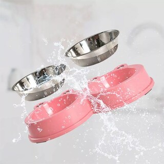 Foto 3 | Tazón Doble Plato para Perro Antiderrapante Acero Inoxidable Eo Safe Imports Esi-11552 Rosa
