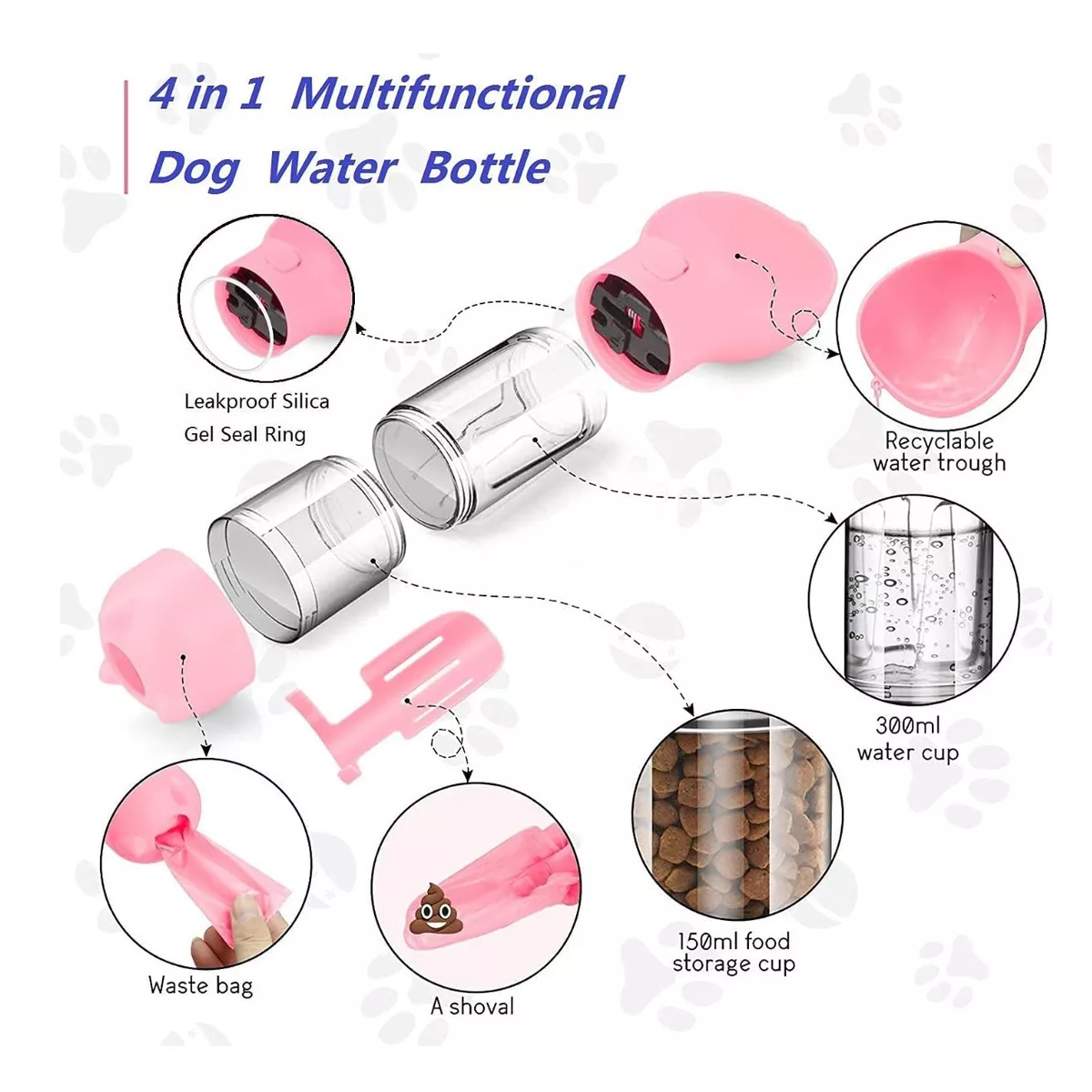 Foto 3 pulgar | Botella de Agua para Mascotas Bebedero 3 Bolsas Eo Safe Imports Esi-11548 Rosa