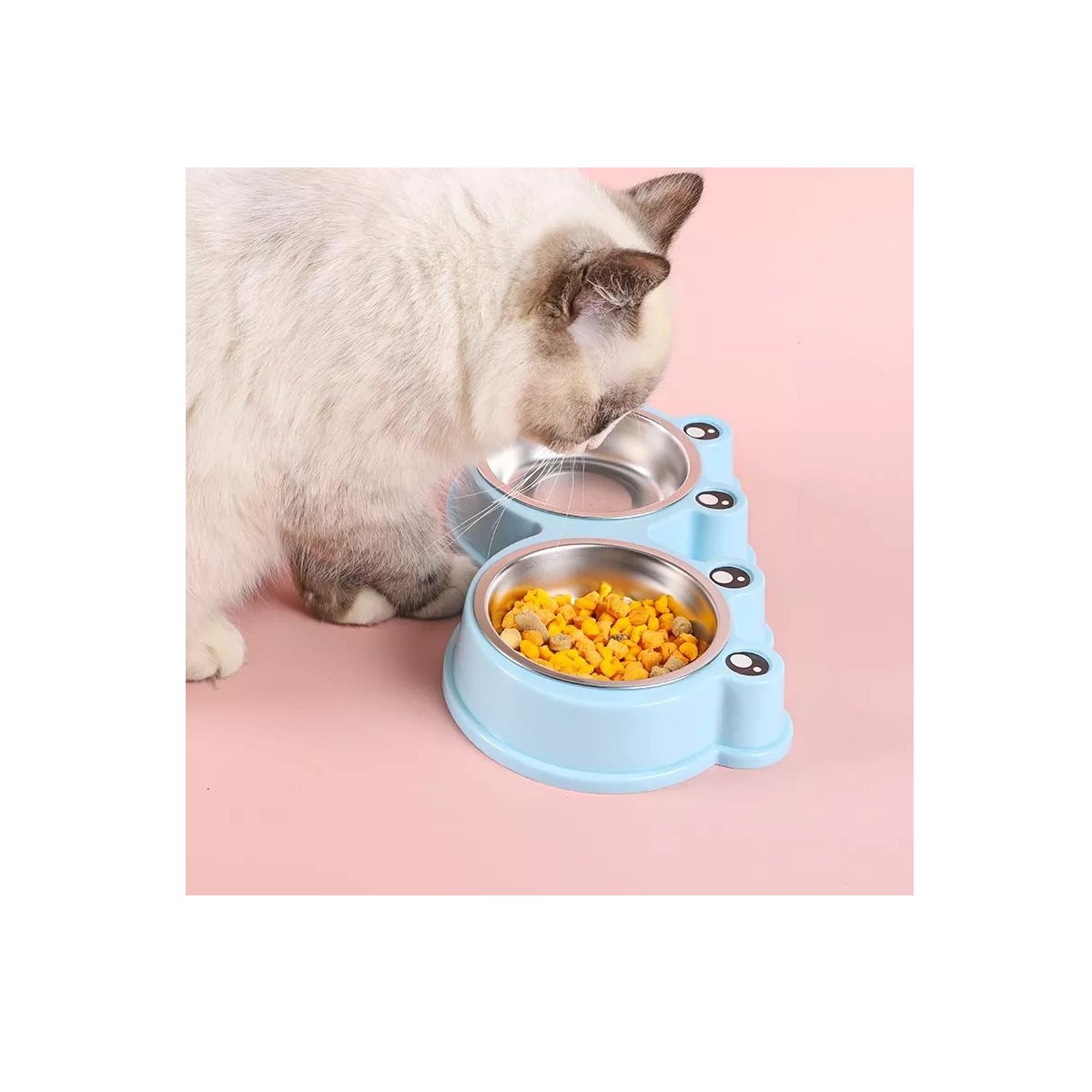 Foto 4 pulgar | Tazón Doble Plato para Perro Antiderrapante Acero Inoxidable Eo Safe Imports Esi-11553 Azul