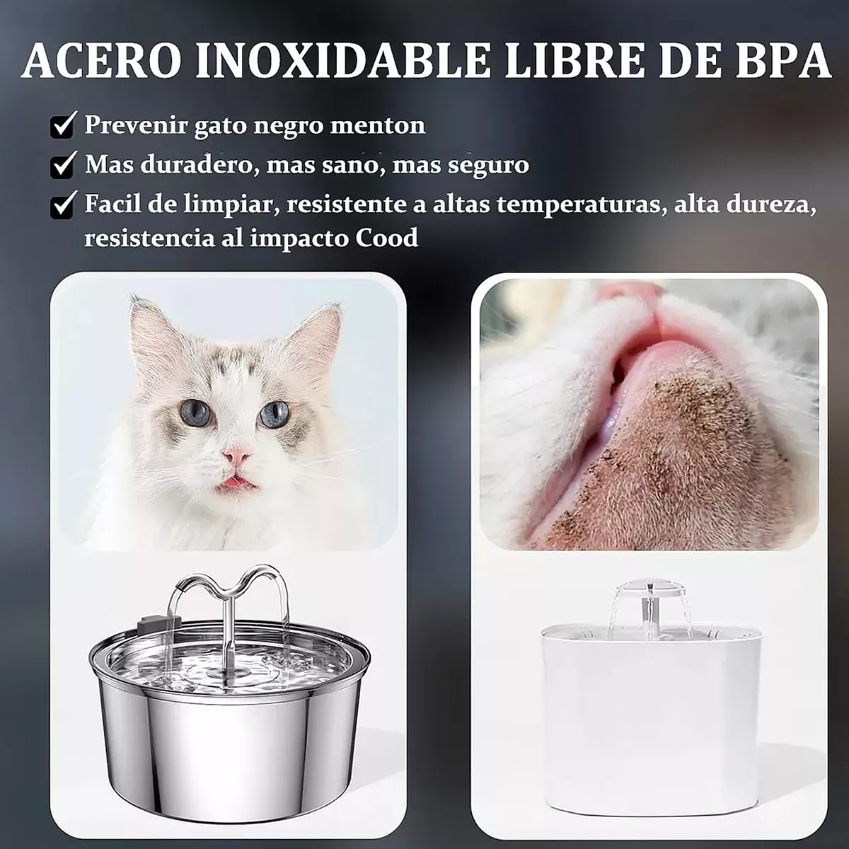 Foto 3 pulgar | Fuente y Bebedero de Acero Inoxidable para Mascotas de 3.2 l