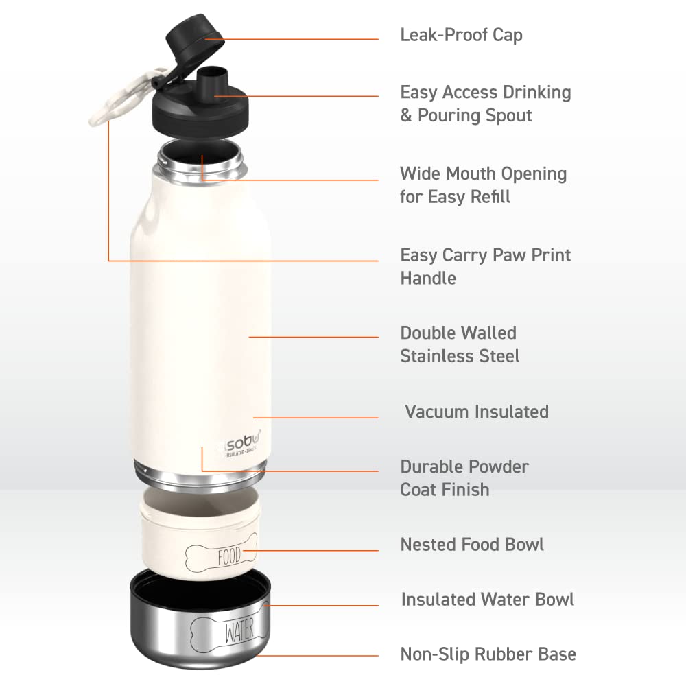 Foto 5 pulgar | Botella De Agua Asobu Dog Buddy De Acero Inoxidable De 1 Litro Con Cuenco - Venta Internacional.
