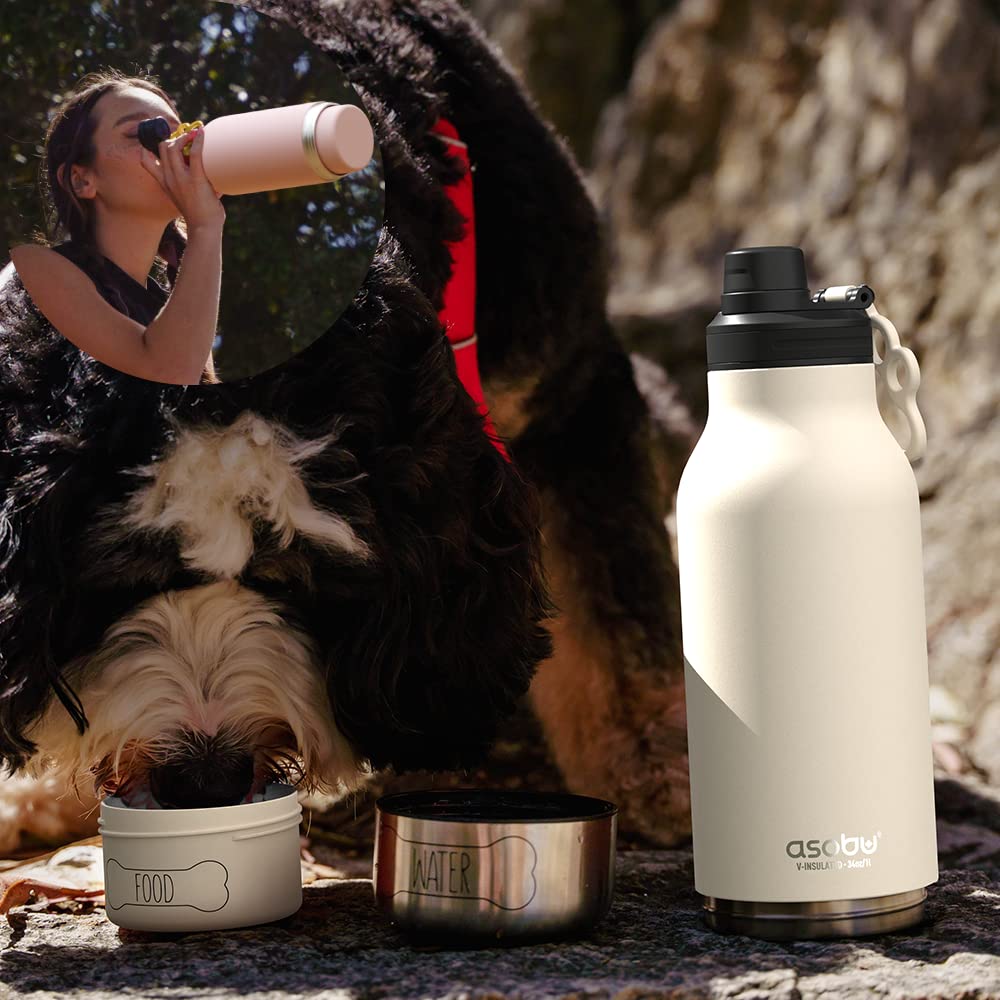 Foto 7 pulgar | Botella De Agua Asobu Dog Buddy De Acero Inoxidable De 1 Litro Con Cuenco - Venta Internacional.