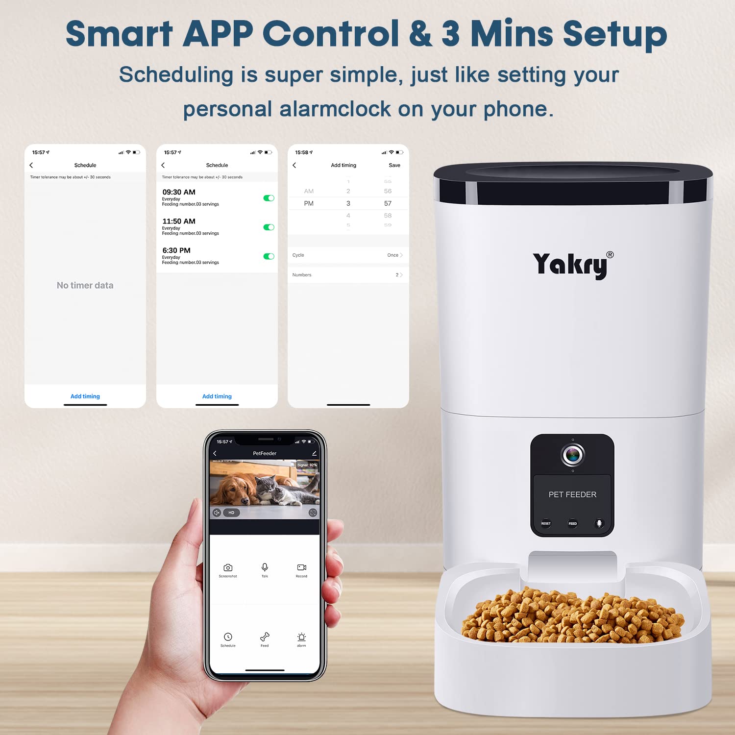 Foto 6 pulgar | Comedero Automático Para Perros Yakry Con Cámara, Aplicación Wifi De 6 L/1500 Ml - Venta Internacional.