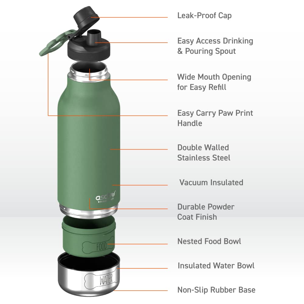 Foto 5 pulgar | Botella De Agua Asobu Dog Buddy Con Cuenco Extraíble Para Perros De 1 Litro - Venta Internacional.