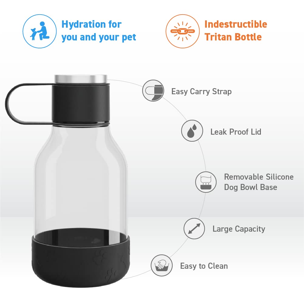 Foto 3 pulgar | Botella De Agua Con Cuenco Para Perros De 1,5 L Adjunto Asobu Tritan, Color Negro - Venta Internacional.