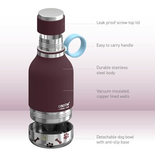 Foto 5 | Cuenco Para Perros Unido A Una Botella De Viaje Aislante De Acero Inoxidable - Venta Internacional.