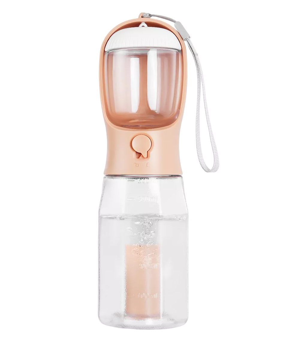 Foto 2 pulgar | Bebedero Para Perro Portátil 600 Ml Con Bolsa De Basura*3 Rosa/transparente