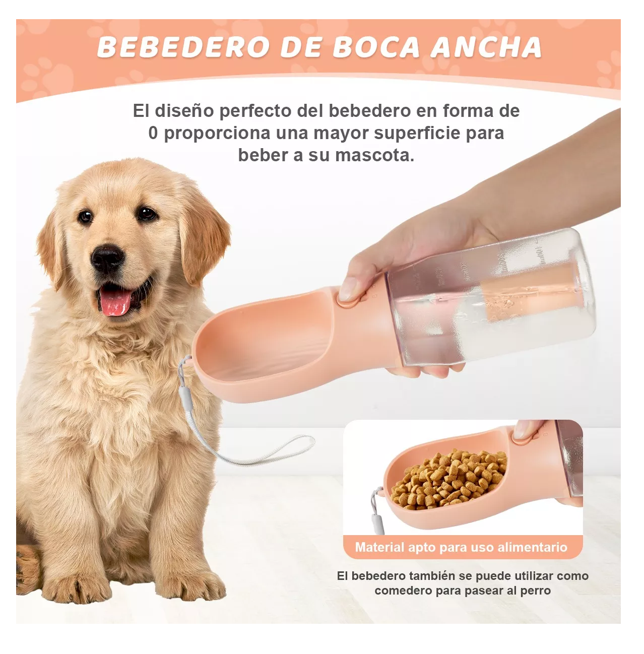 Foto 4 pulgar | Bebedero Para Perro Portátil 600 Ml Con Bolsa De Basura*3 Rosa/transparente