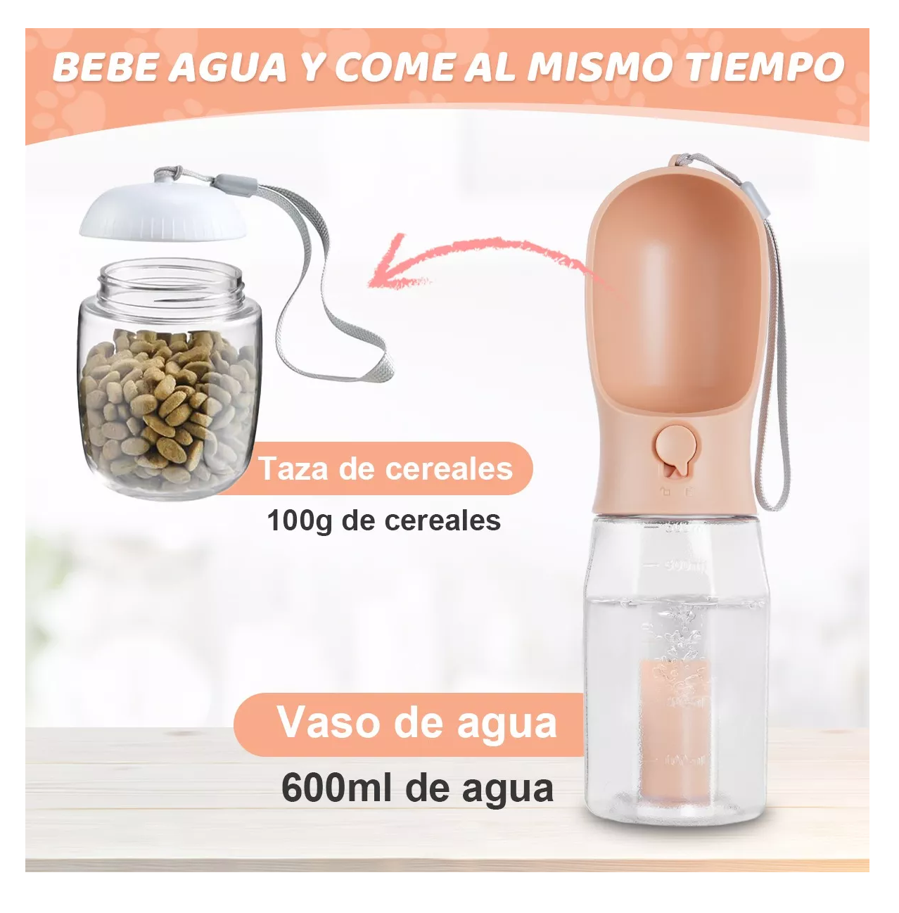 Foto 5 pulgar | Bebedero Para Perro Portátil 600 Ml Con Bolsa De Basura*3 Rosa/transparente