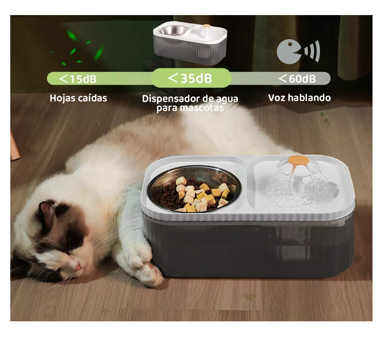 Foto 4 pulgar | Bebederos Para Gatos Comederos Para Perros Fuentes De Gran Capacidad Gris/blanco