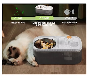 Foto 3 | Bebederos Para Gatos Comederos Para Perros Fuentes De Gran Capacidad Gris/blanco