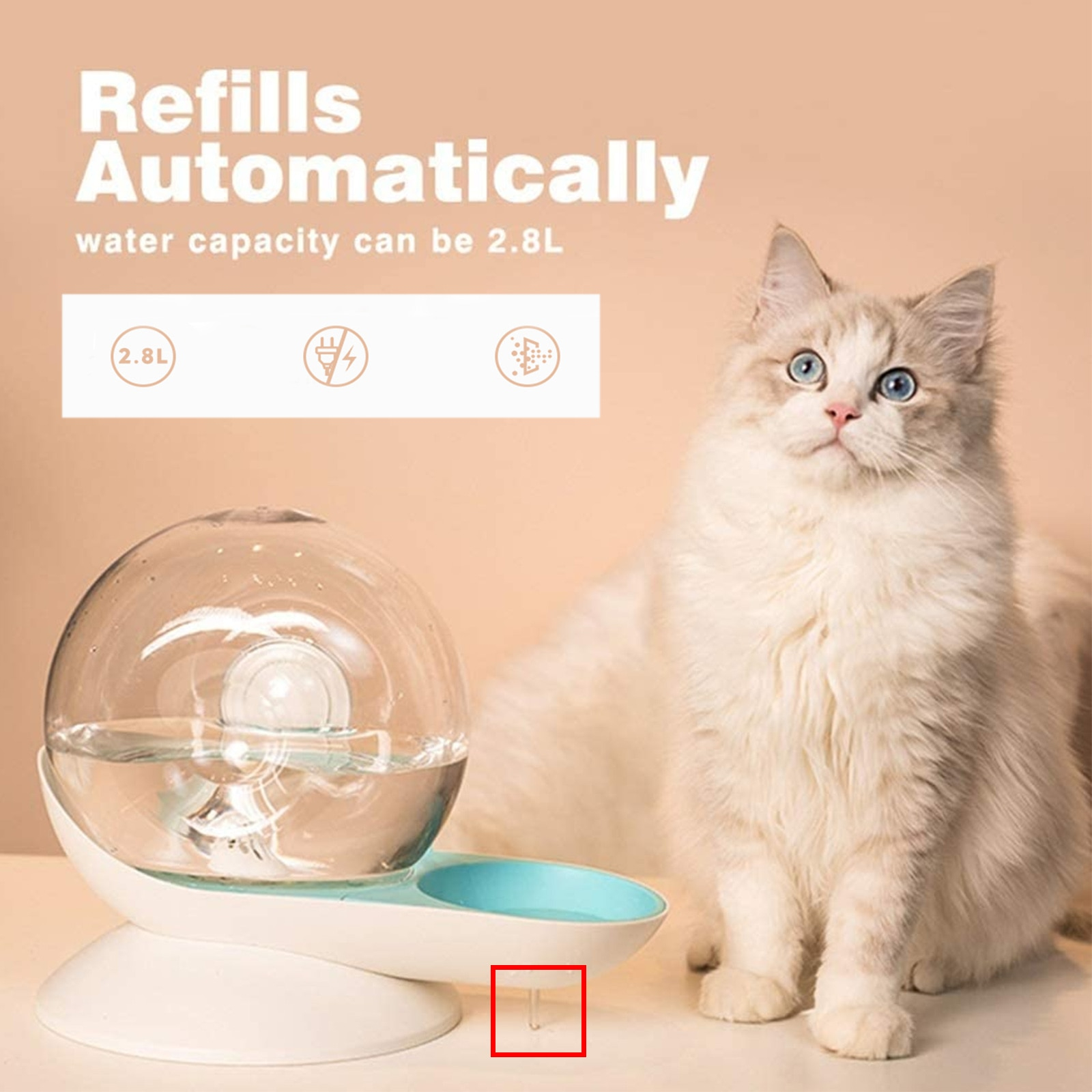 Foto 3 pulgar | Dispensador De Agua Para Mascotas Y Gatos Sanlin Beans, 2,8 L, Automático, Rosa - Venta Internacional.