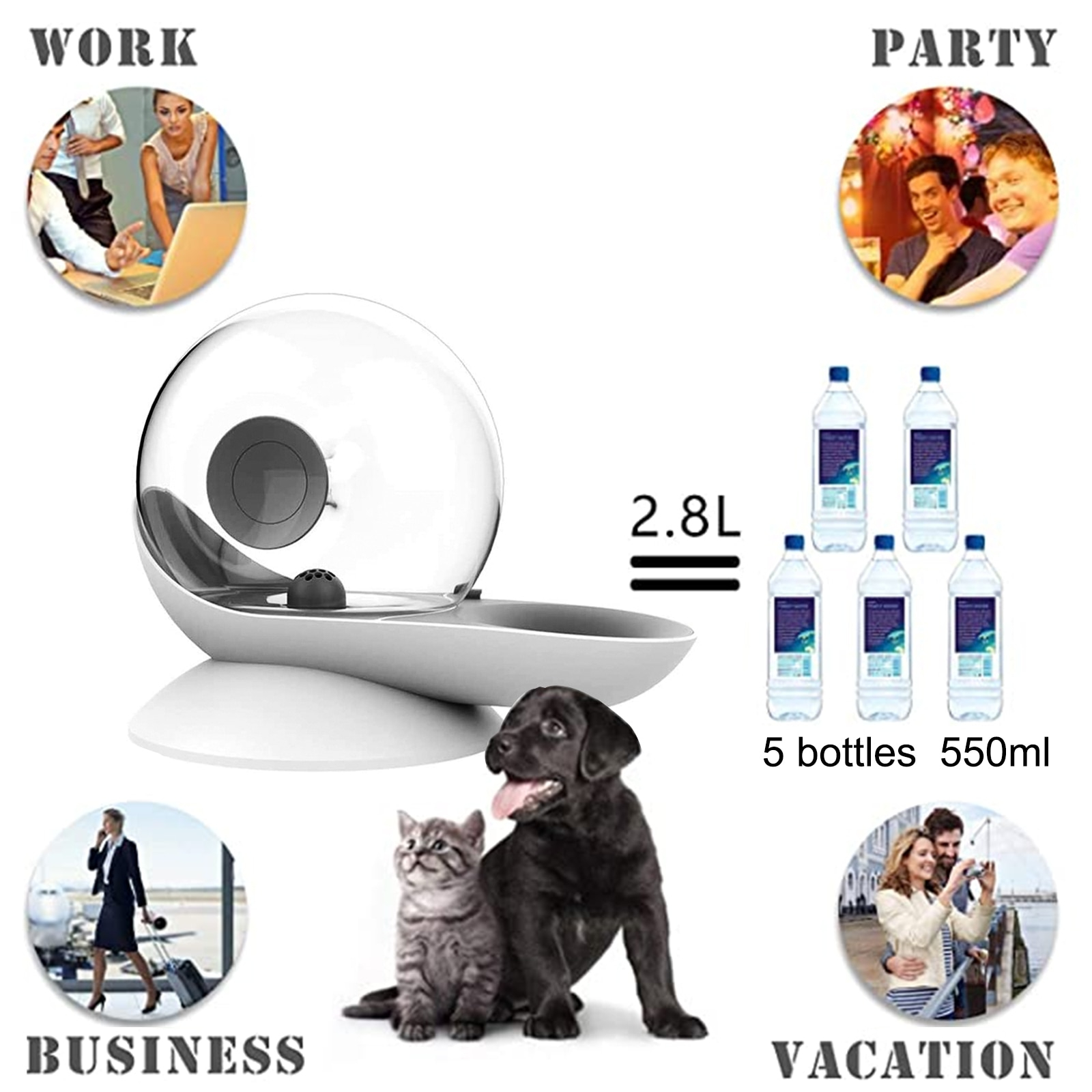 Foto 4 pulgar | Dispensador De Agua Para Mascotas Y Gatos Sanlin Beans, 2,8 L, Automático, Rosa - Venta Internacional.