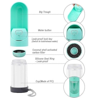 Foto 4 | Botella De Agua Portátil Para Mascotas Con Filtro Y Dispensador De Alimentos - Venta Internacional.