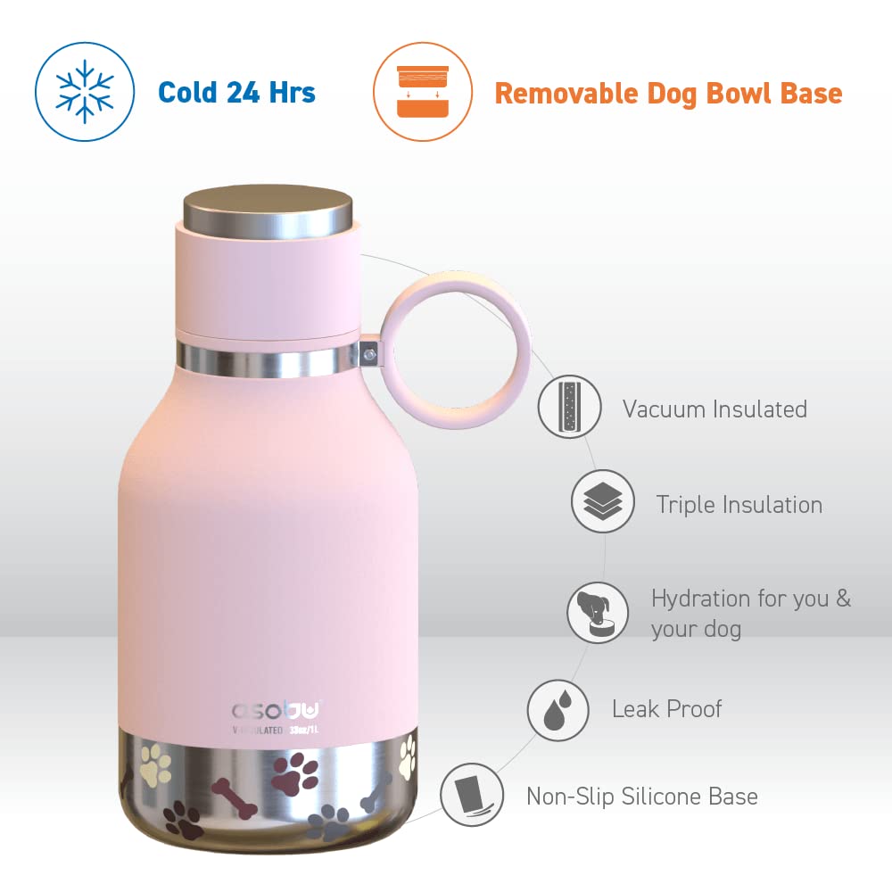 Foto 4 pulgar | Botella De Agua Asobu Dog Buddy Con Cuenco Extraíble Para Perros De 1 Litro (rosa) - Venta Internacional.