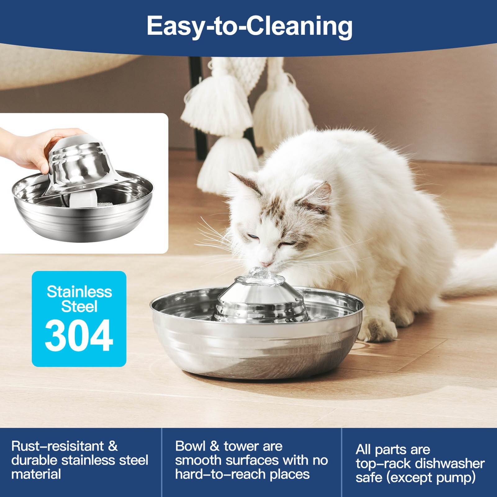 Foto 5 pulgar | Dispensador Automático De Agua Cat Fountain De Acero Inoxidable De 2 Litros - Venta Internacional.