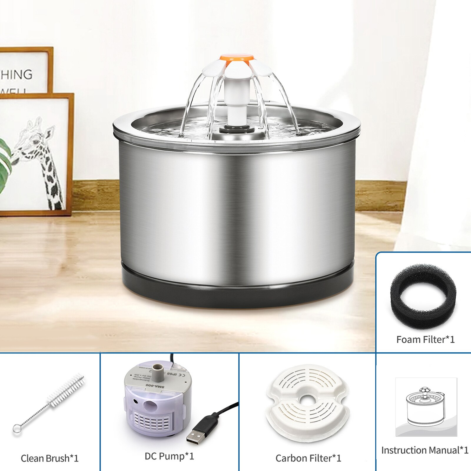 Fuente Automática De Agua Para Mascotas Sanlin Beans 2.5l Con Filtro - Venta Internacional.