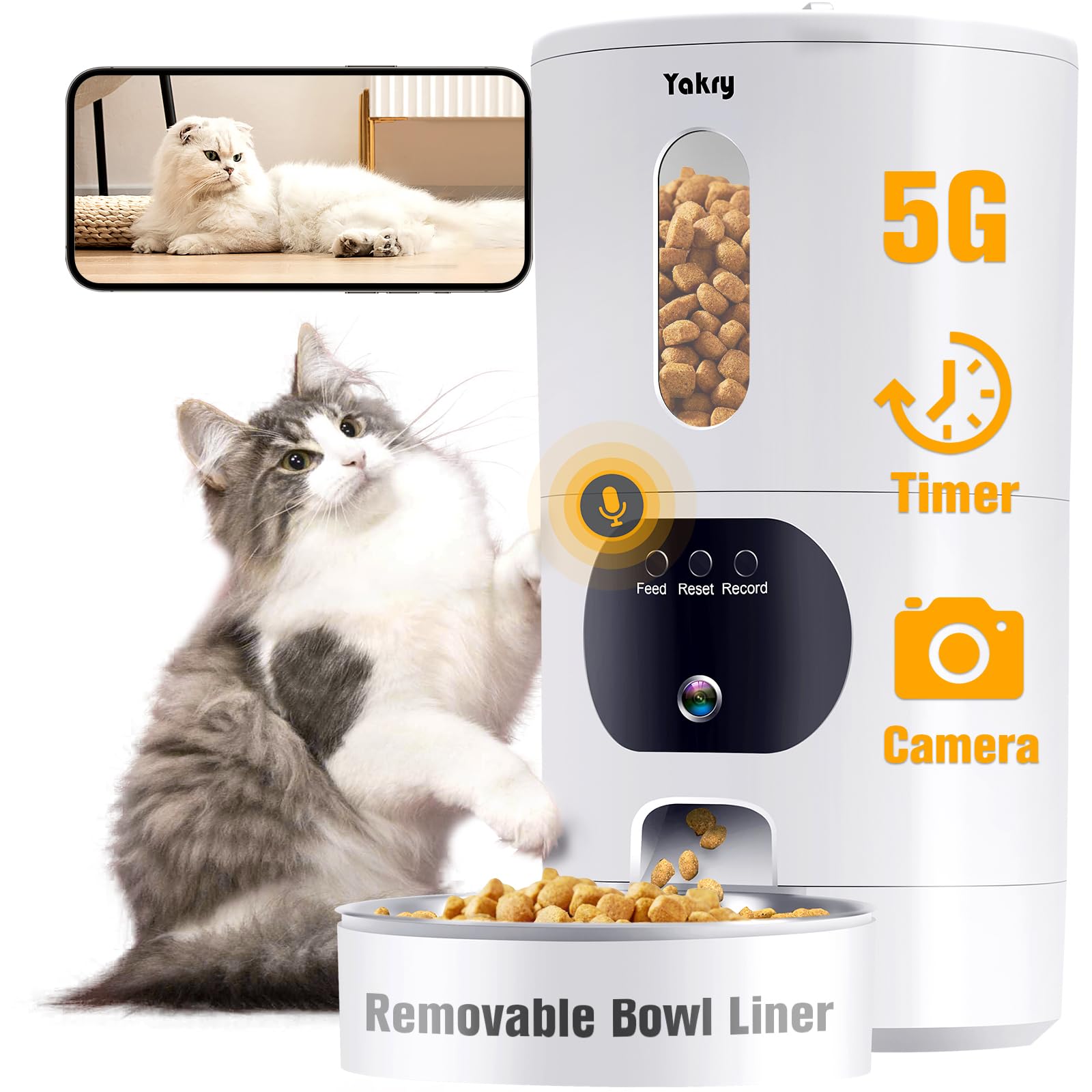 Foto 2 pulgar | Comedero Automático Para Gatos Yakry Con Cámara 5g Wifi 4.5l - Venta Internacional.