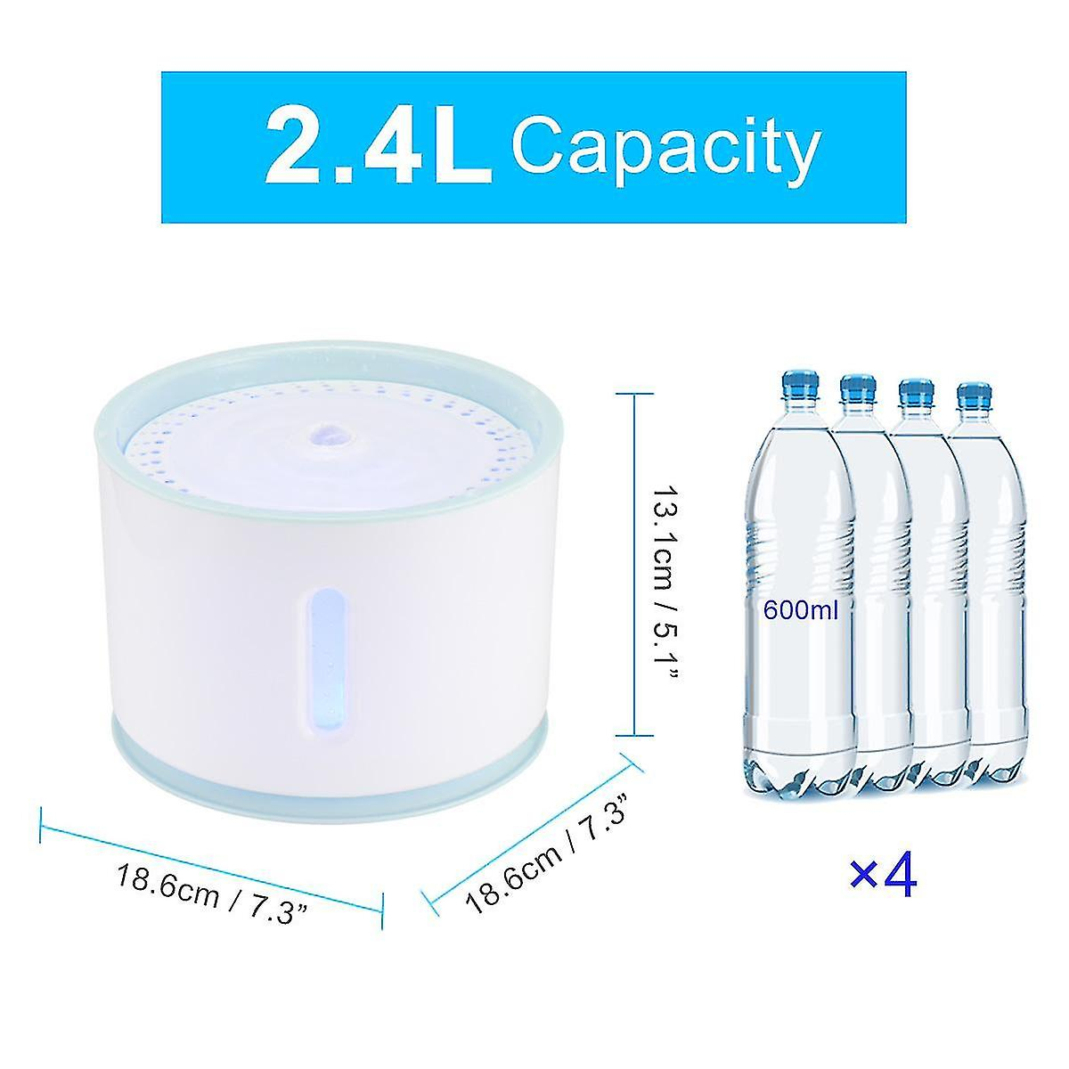 Foto 4 | Fuente De Agua Automática Para Gatos Huoguo 2.4l Con Led Y Usb - Venta Internacional.