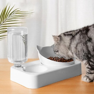 Foto 3 | Cuencos Dobles Huoguo Para Gatos Y Perros Con Dispensador Automático De Agua - Venta Internacional.