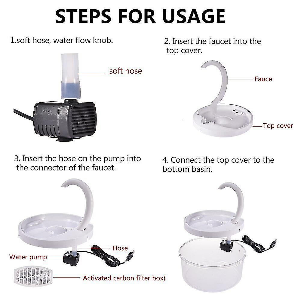 Foto 4 pulgar | Fuente De Agua Para Mascotas Huoguo, Cuello De Cisne, Capacidad De 2 Litros, Para Gatos Y Perros - Venta Internacional.