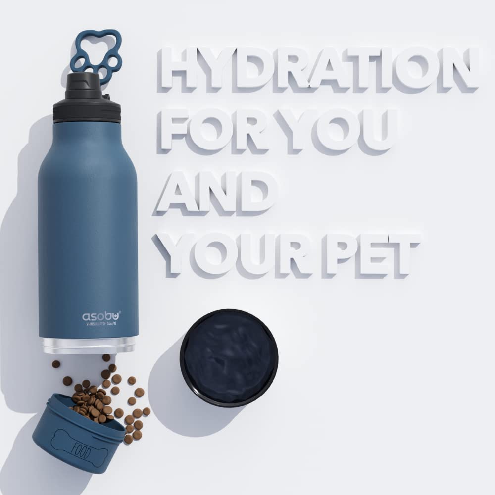Foto 7 | Botella De Agua Asobu Dog Buddy De Acero Inoxidable De 1 Litro Con Cuenco Azul - Venta Internacional.