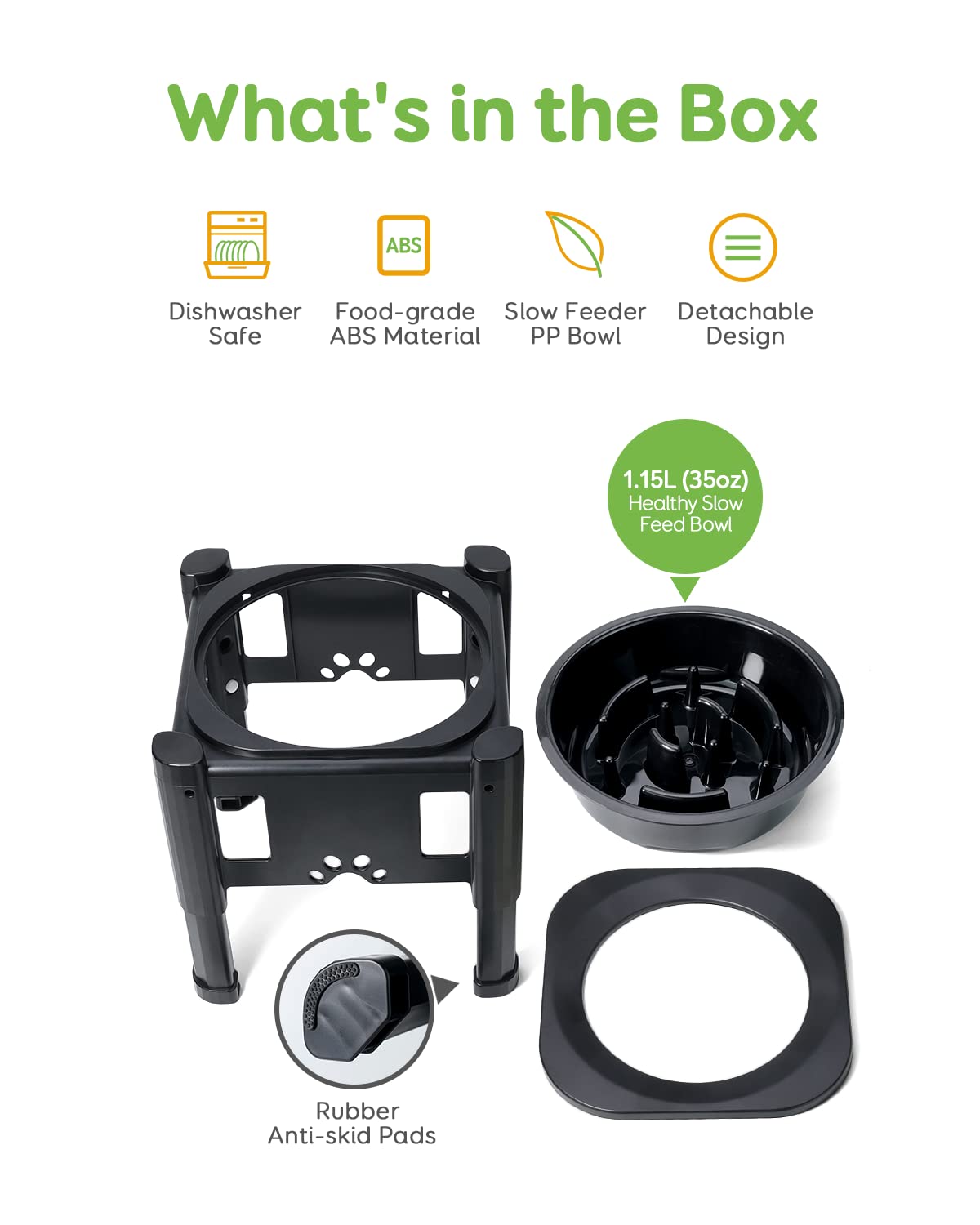 Foto 7 pulgar | Cuencos Para Perros Slow Feeder Pawque Ajustables, Elevados A 3 Alturas - Venta Internacional.