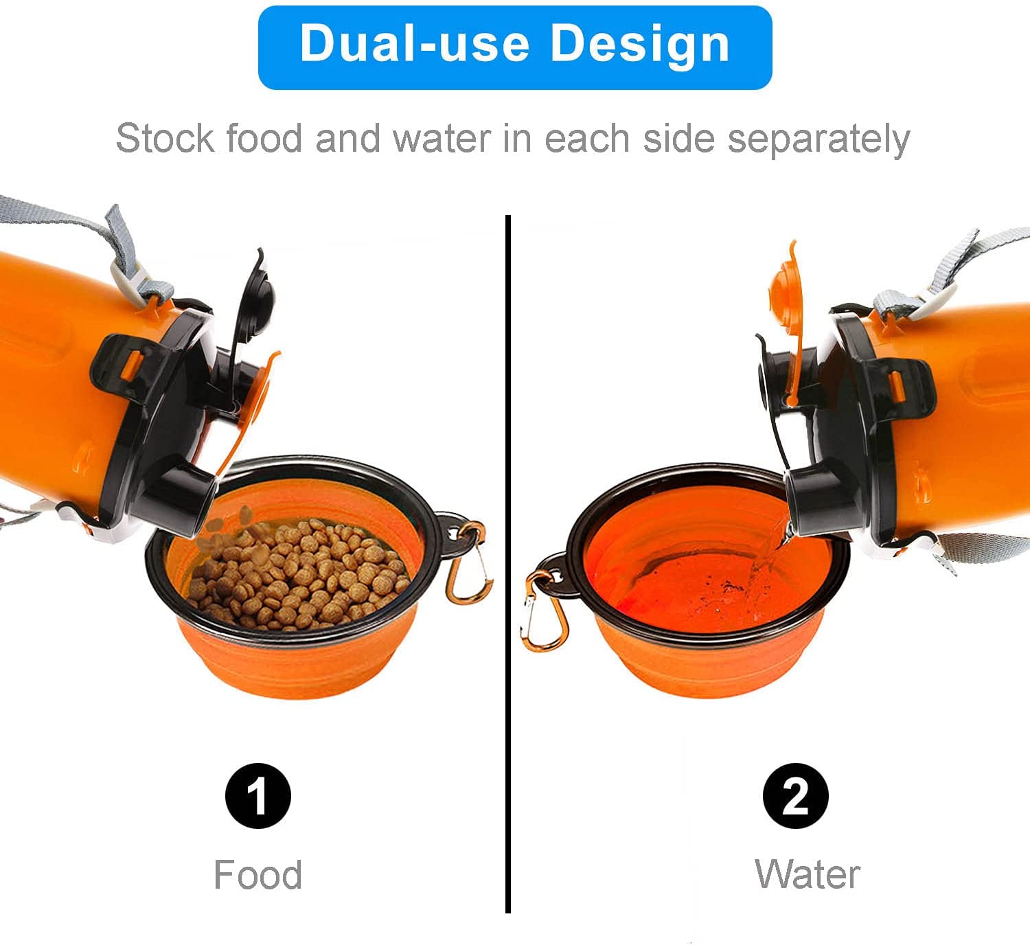 Botellas De Agua De Viaje Para Perros, Cuencos Plegables 2 En 1 | Huoguo - Venta Internacional.