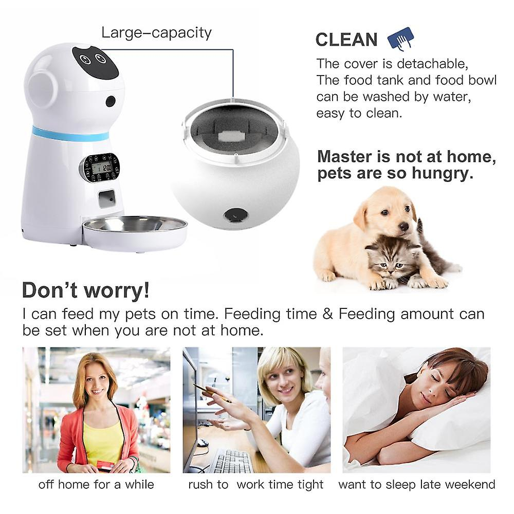 Comedero Automático Para Mascotas Sanlin Beans De Acero Inoxidable Con Borde Lcd - Venta Internacional.