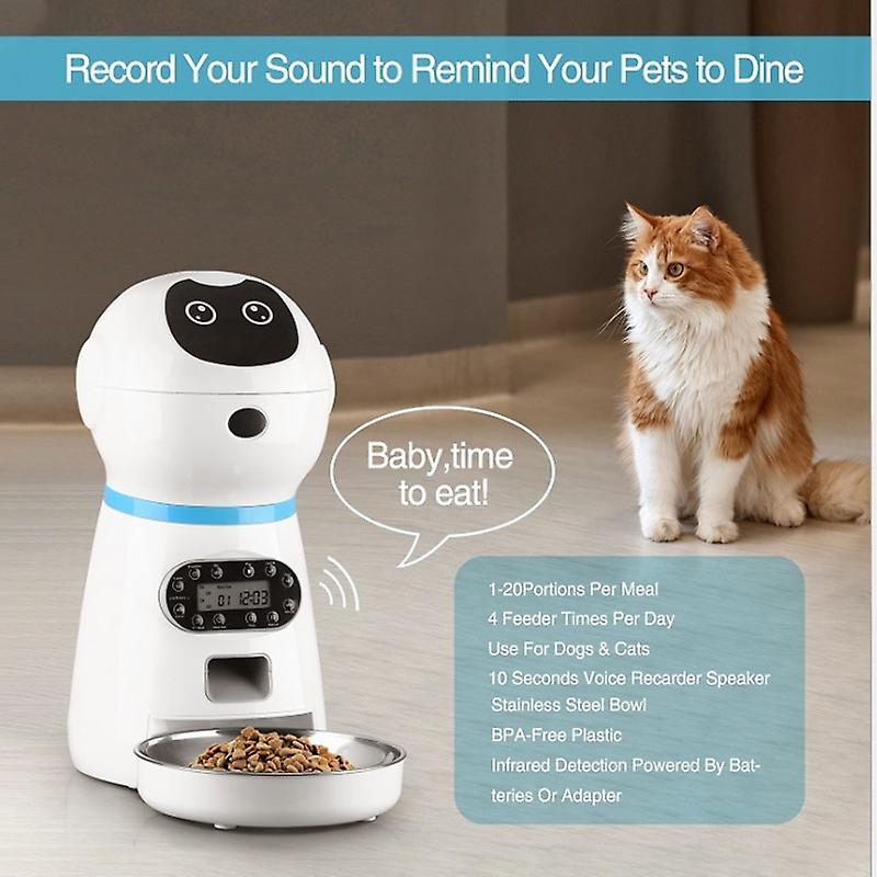 Foto 3 pulgar | Comedero Automático Para Mascotas Sanlin Beans De Acero Inoxidable Con Borde Lcd - Venta Internacional.