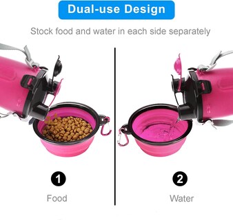 Foto 2 | Botellas De Agua De Viaje Para Perros, Cuencos Plegables 2 En 1 | Huoguo - Venta Internacional.