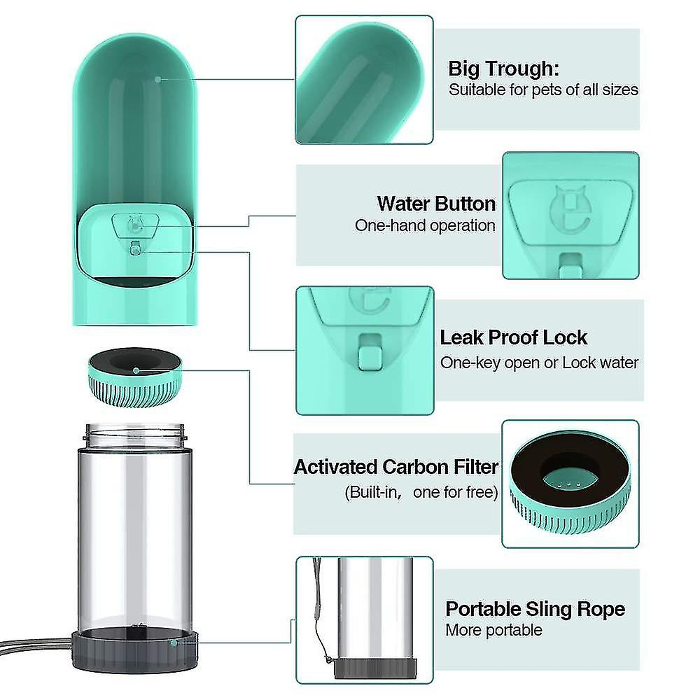 Foto 4 pulgar | Botella De Agua Potable Para Perros Y Gatos Huoguo, 300 Ml, Color Verde - Venta Internacional.