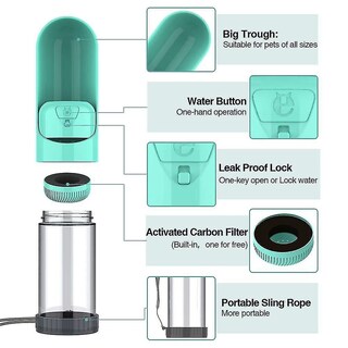 Foto 3 | Botella De Agua Potable Para Perros Y Gatos Huoguo, 300 Ml, Color Verde - Venta Internacional.