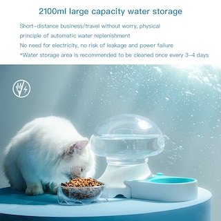 Foto 2 | Fuente Automática Cat Water De Doble Cuenco, 2,1 L - Sanlin Beans - Venta Internacional.