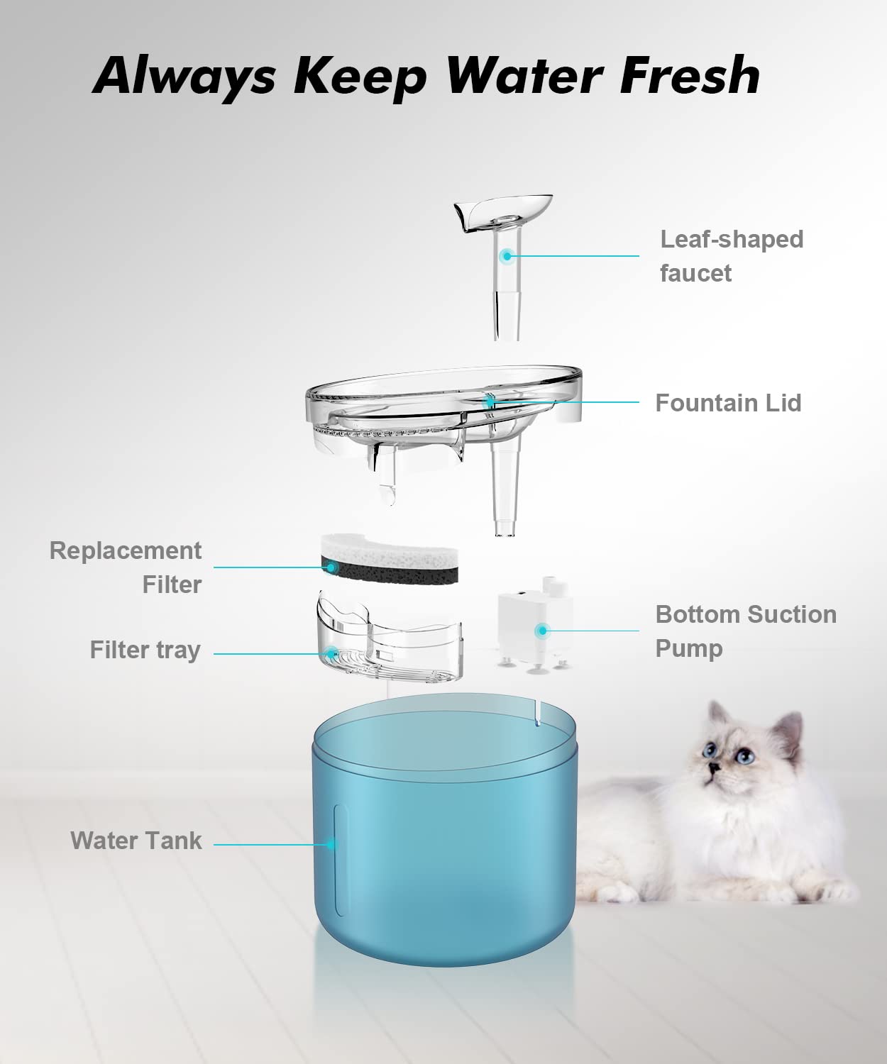 Foto 7 pulgar | Fuente De Agua Cat Npet Wf100 1.6l Con Triple Filtración - Venta Internacional.