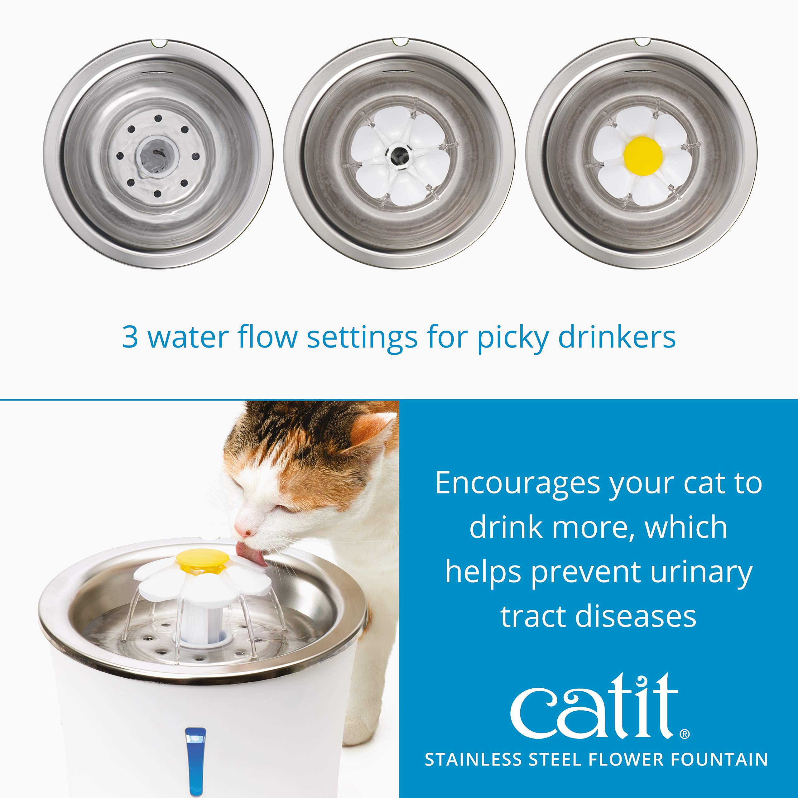 Foto 3 | Fuente De Agua Cat Catit En Forma De Flor De Acero Inoxidable, 3 Litros - Venta Internacional.