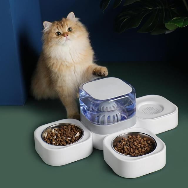 Foto 5 pulgar | Dispensador De Agua Para Mascotas Sanlin Beans 1.8 L Con 2 Tazones De Acero Inoxidable - Venta Internacional.