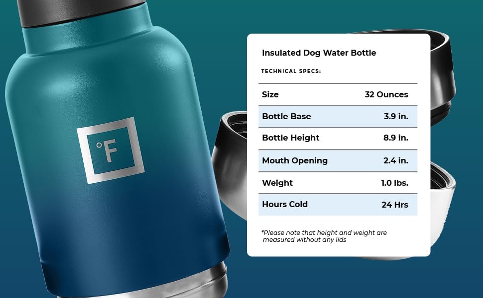 Foto 7 pulgar | Botella De Agua Portátil Para Perros Y Cuenco Iron °flask 960 Ml Midnight - Venta Internacional.